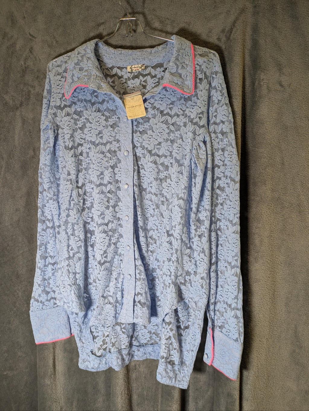 Nwt Free People Intimately All Day Lace House Shirt Blue Xs